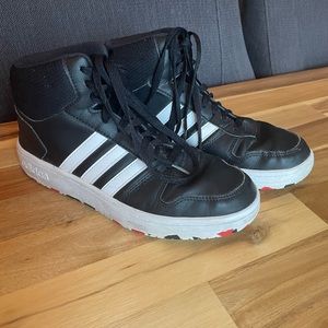 Adidas Hoops 2.0 High Top Black Retro Basketball Shoes Youth 7 Sneakers
